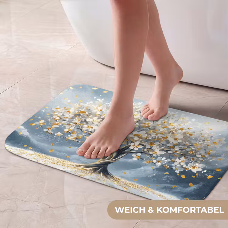 Badematte - Baum - Winter - Baum des Lebens - Modern - Gold — 5