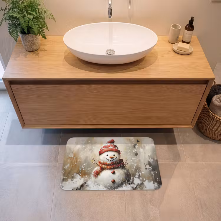 Badematte - Schneemann - Winter - Schnee - Beige — 2