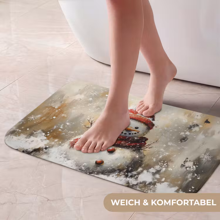 Badematte - Schneemann - Winter - Schnee - Beige — 5
