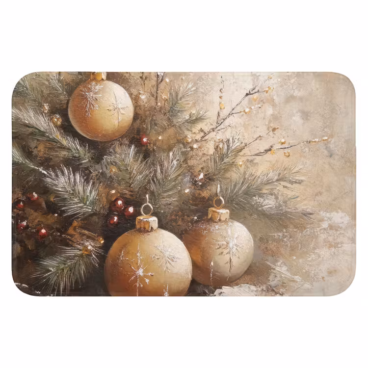 Badematte - Weihnachten - Kugeln - Beige - Gold — 1