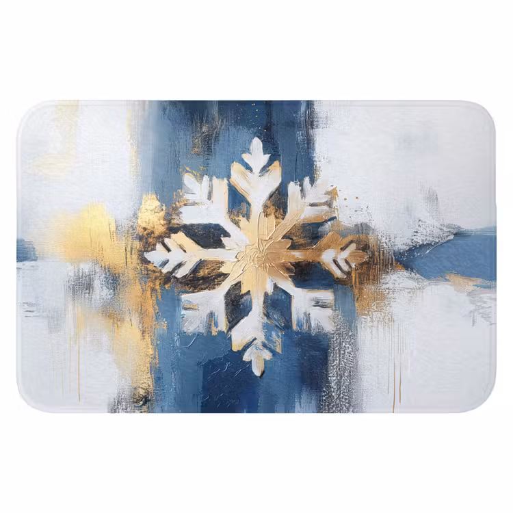 Badematte - Abstrakt - Winter - Schneeflocke - Schnee - Gold — 1