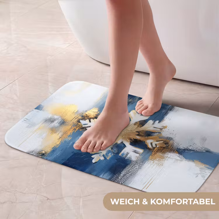 Badematte - Abstrakt - Winter - Schneeflocke - Schnee - Gold — 5