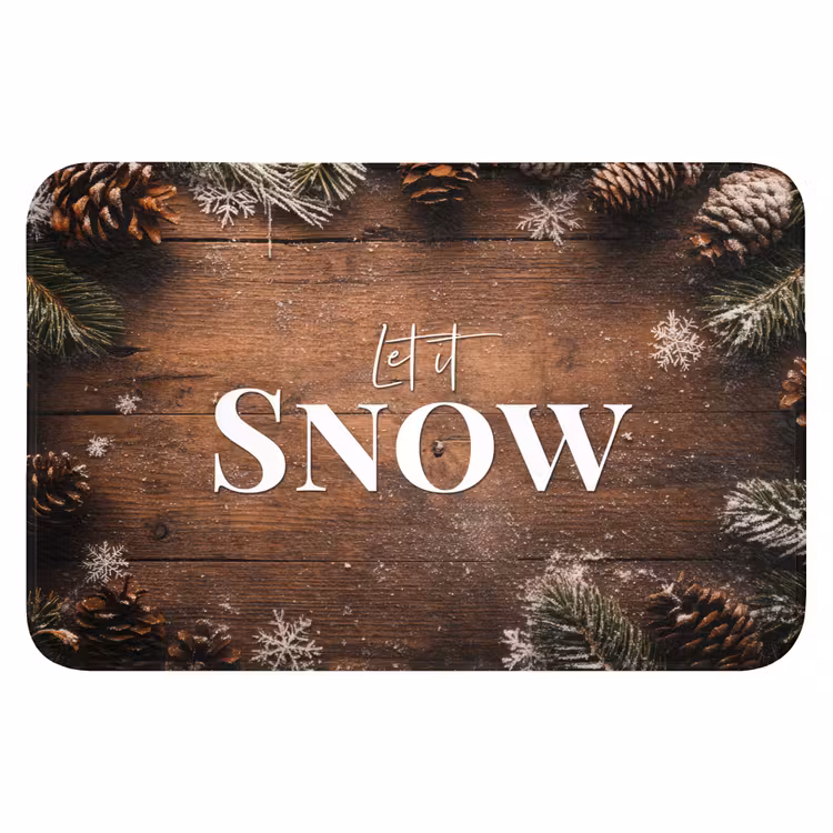Badematte - Schnee - Holzoptik - Zitat - Let it snow — 1