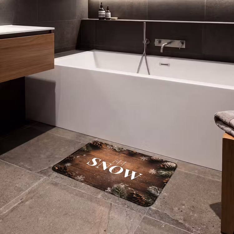 Badematte - Schnee - Holzoptik - Zitat - Let it snow — 4