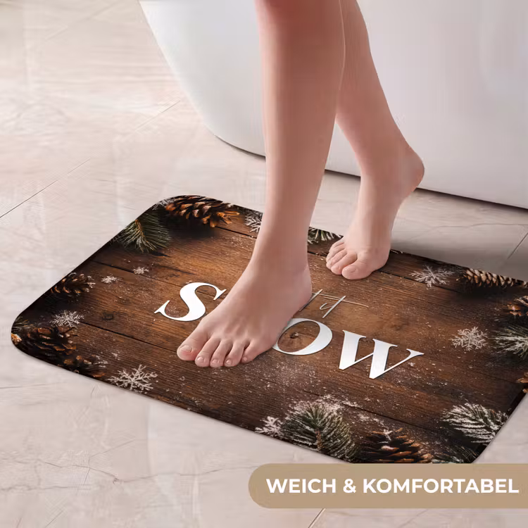 Badematte - Schnee - Holzoptik - Zitat - Let it snow — 5