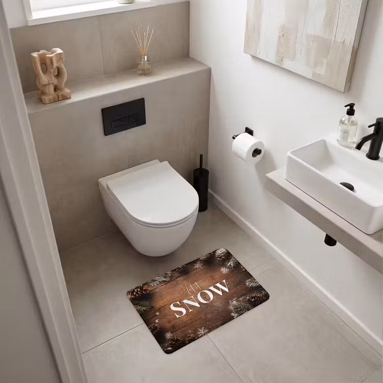 Badematte - Schnee - Holzoptik - Zitat - Let it snow — 6