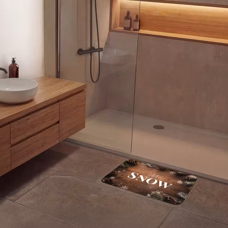 Badematte - Schnee - Holzoptik - Zitat - Let it snow — 8