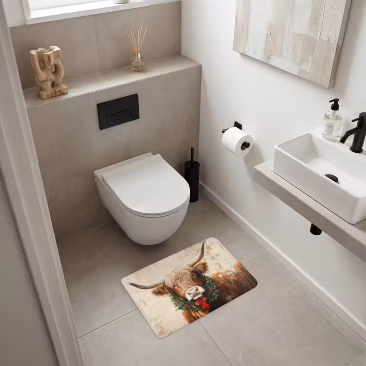 Badematte - Weihnachten - Schottischer Highlander - Braun - Kranz — 6