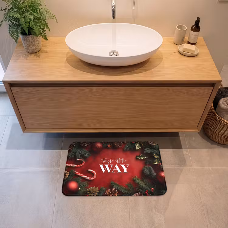 Badematte - Weihnachten - Zitat - Rot - Weihnachtskugeln — 2