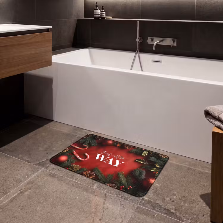 Badematte - Weihnachten - Zitat - Rot - Weihnachtskugeln — 4