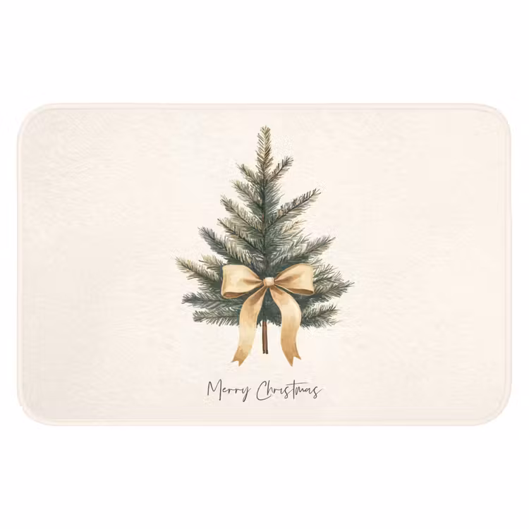 Badematte - Weihnachtsbaum - Weihnachten - Frohe Weihnachten - Beige — 1