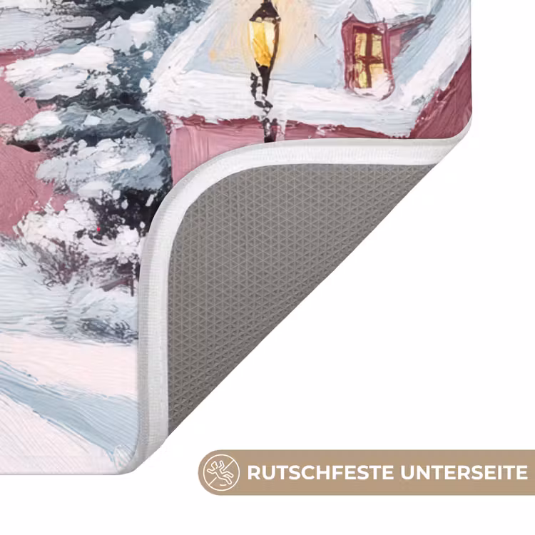 Badematte - Weihnachtsdorf - Rosa - Winter - Schnee - Häuser — 3