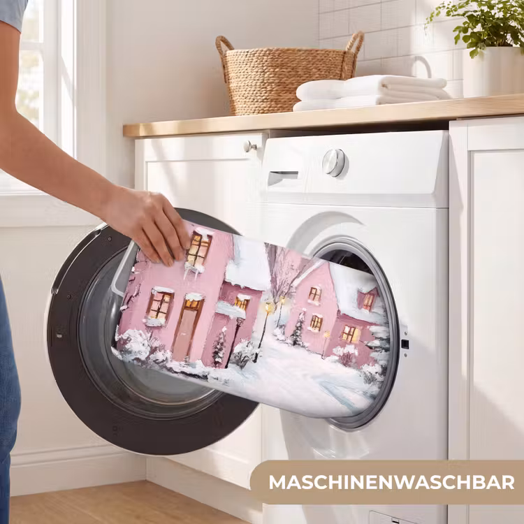 Badematte - Weihnachtsdorf - Rosa - Winter - Schnee - Häuser — 7