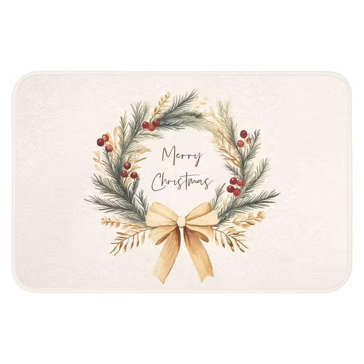 Badematte - Weihnachtskranz - Weihnachten - Gold - Beige — 1