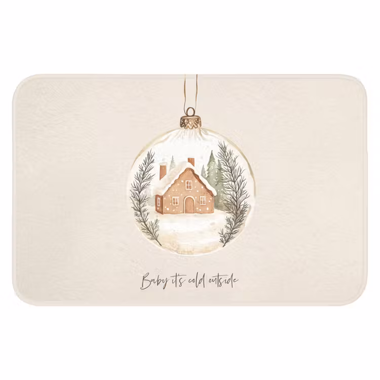 Badematte - Zitat - Winter - Weihnachten - Beige - Weihnachtskugel — 1