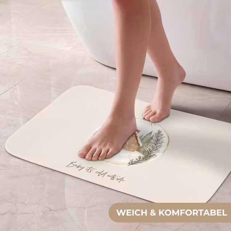 Badematte - Zitat - Winter - Weihnachten - Beige - Weihnachtskugel — 5