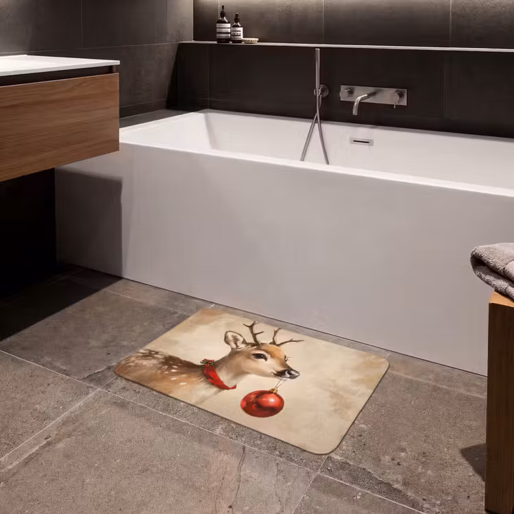 Badematte - Weihnachten - Hirsch - Geweih - Weihnachtskugel - Rentier — 4
