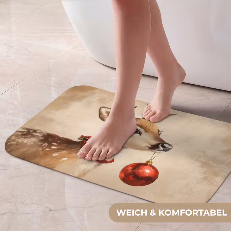 Badematte - Weihnachten - Hirsch - Geweih - Weihnachtskugel - Rentier — 5