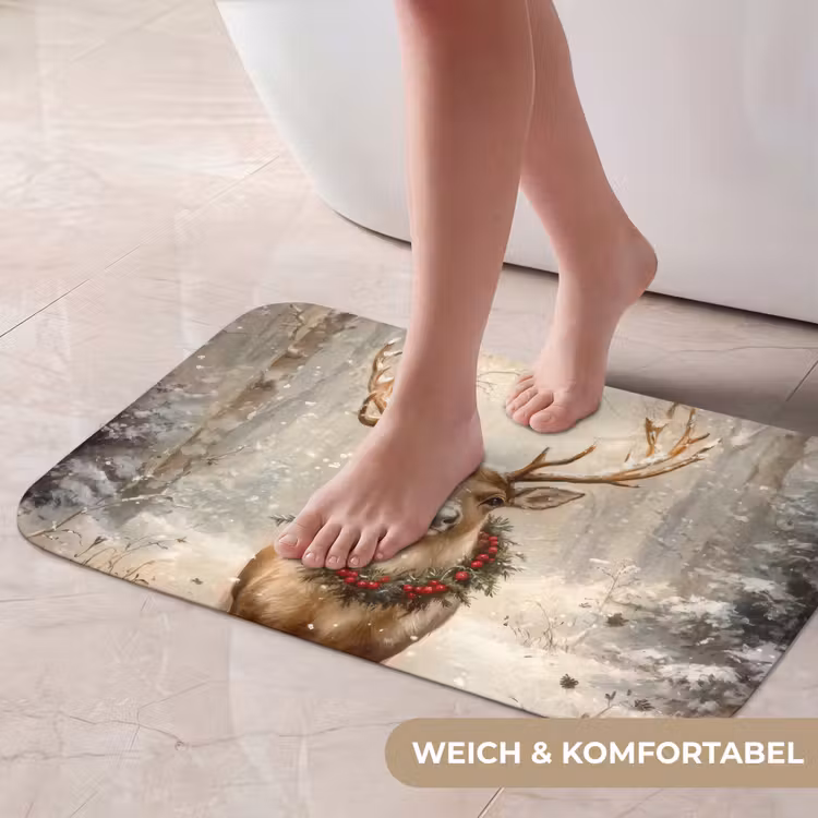 Badematte - Weihnachten - Rentier - Winter - Kranz — 5