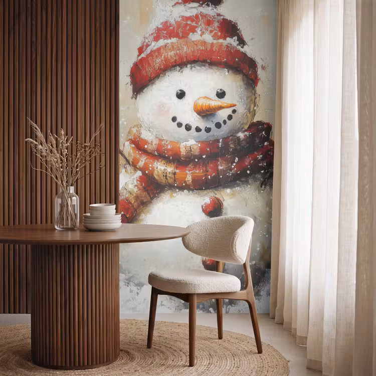 Tapete - Schneemann - Winter - Schnee - Beige — 4