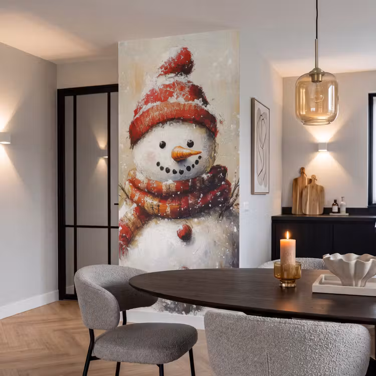 Tapete - Schneemann - Winter - Schnee - Beige — 5