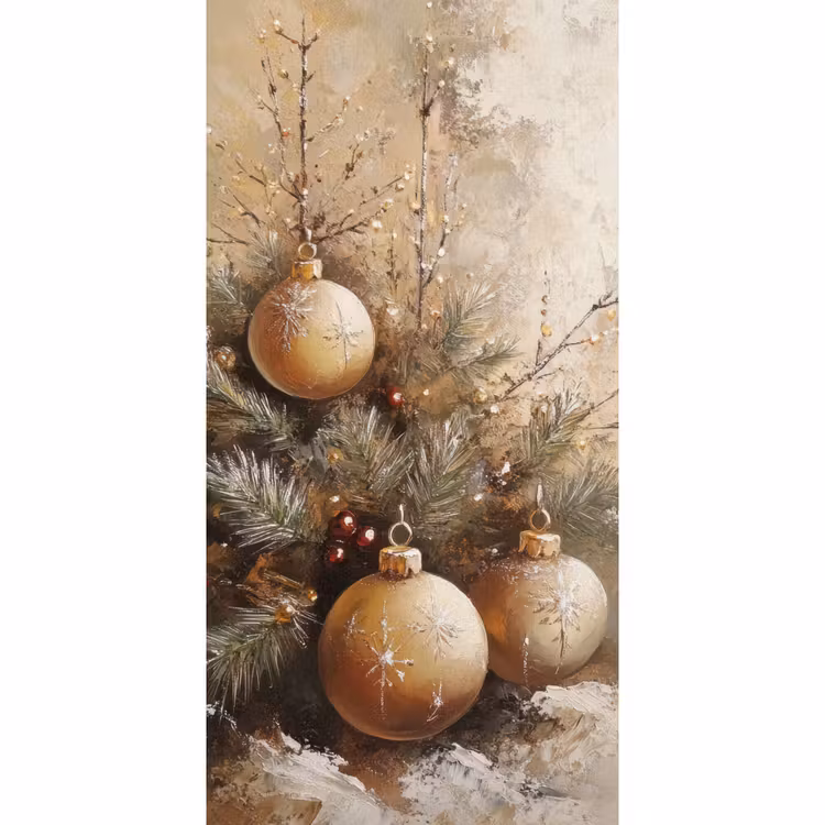 Tapete - Weihnachten - Kugeln - Beige - Gold — 2