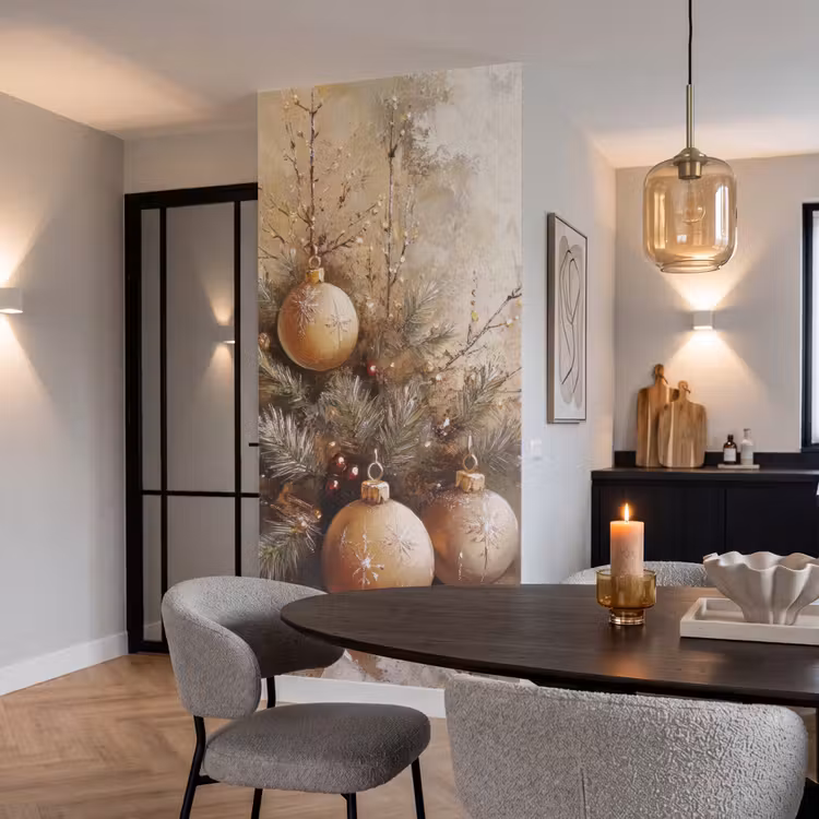 Tapete - Weihnachten - Kugeln - Beige - Gold — 5