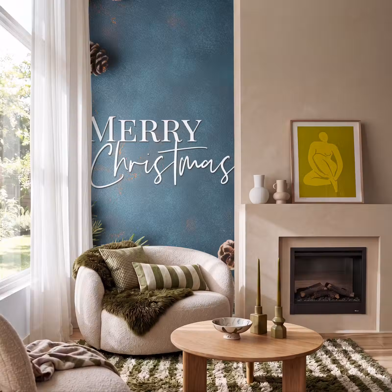 Tapete - Frohe Weihnachten - Blau - Weihnachten - Winter — 1