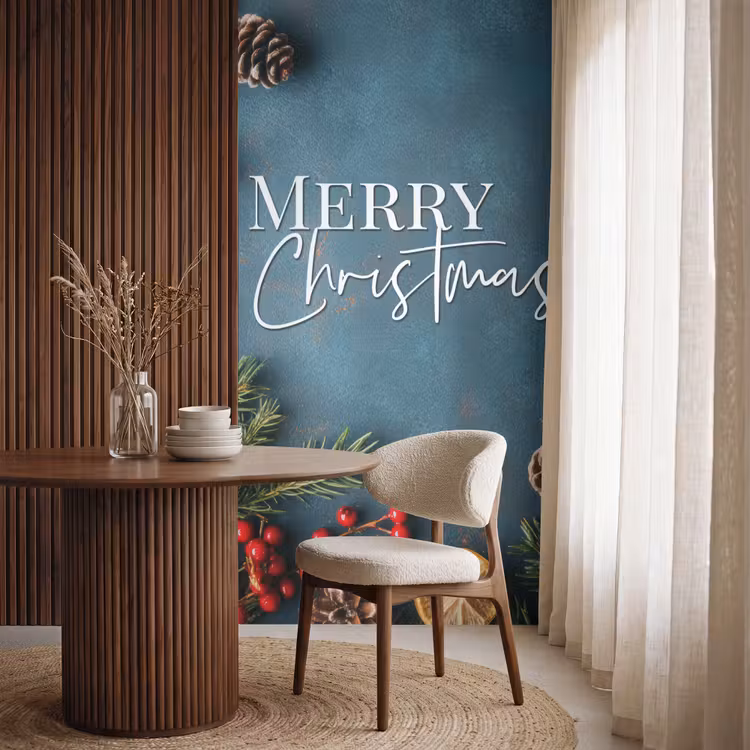 Tapete - Frohe Weihnachten - Blau - Weihnachten - Winter — 4