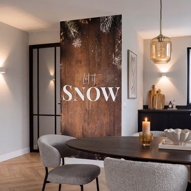 Tapete - Schnee - Holzoptik - Zitat - Let it snow — 5