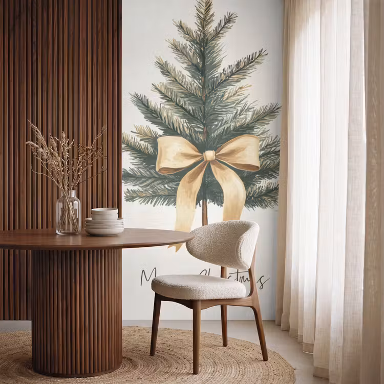 Tapete - Weihnachtsbaum - Weihnachten - Frohe Weihnachten - Beige — 4
