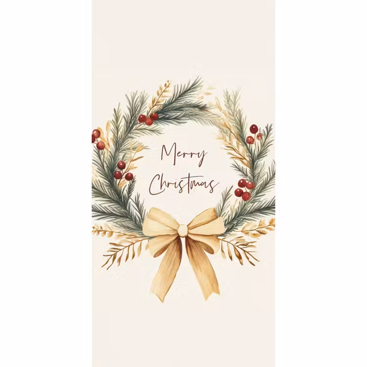 Tapete - Weihnachtskranz - Weihnachten - Gold - Beige — 2