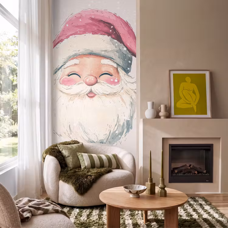 Tapete - Weihnachtsmann - Weihnachten - Zitat - Beige — 1