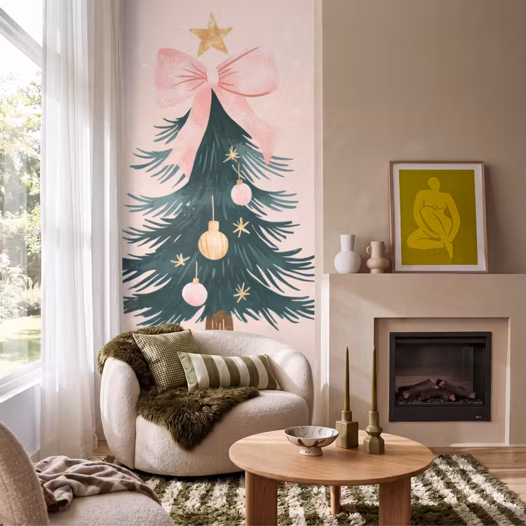 Tapete - Weihnachtszeit - Weihnachtsbaum - Rosa — 1