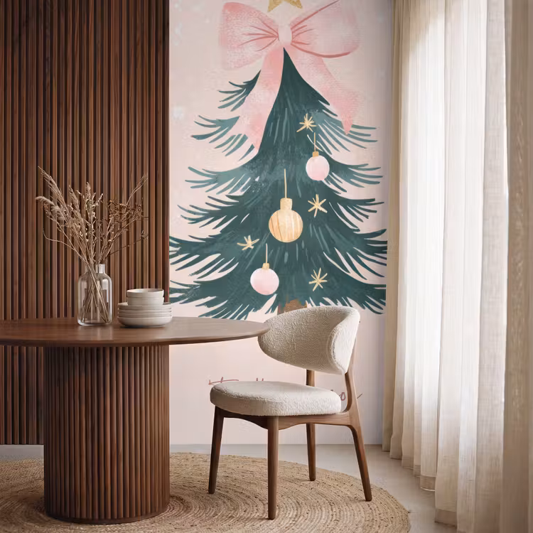 Tapete - Weihnachtszeit - Weihnachtsbaum - Rosa — 4