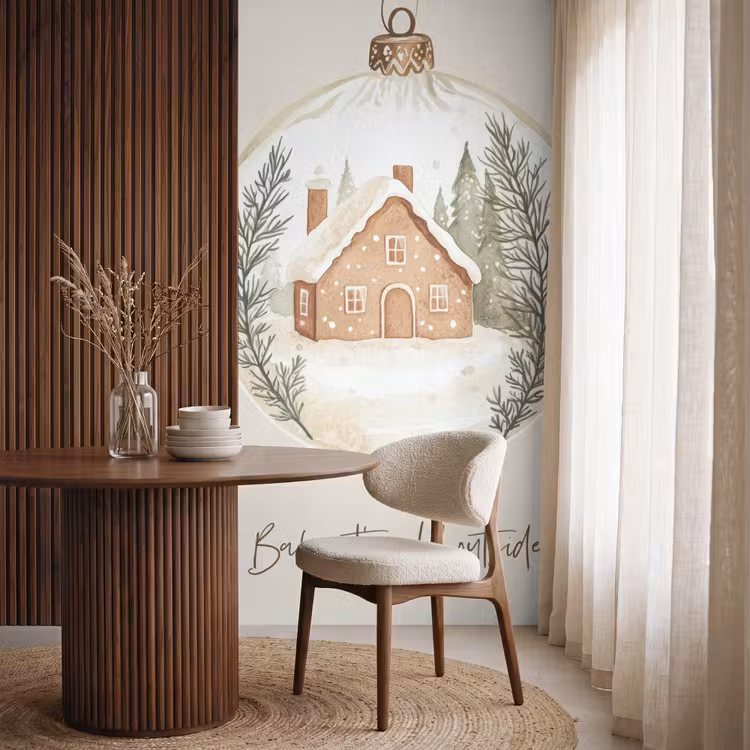 Tapete - Zitat - Winter - Weihnachten - Beige - Weihnachtskugel — 4