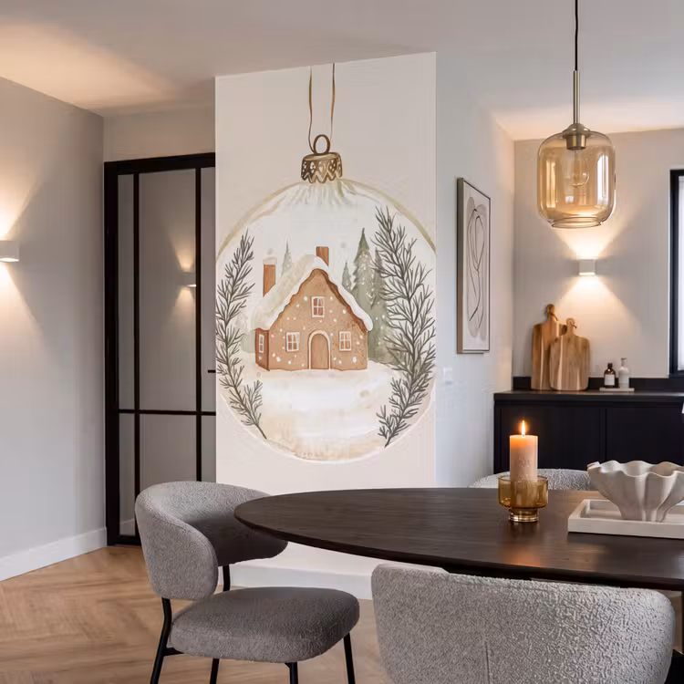 Tapete - Zitat - Winter - Weihnachten - Beige - Weihnachtskugel — 5