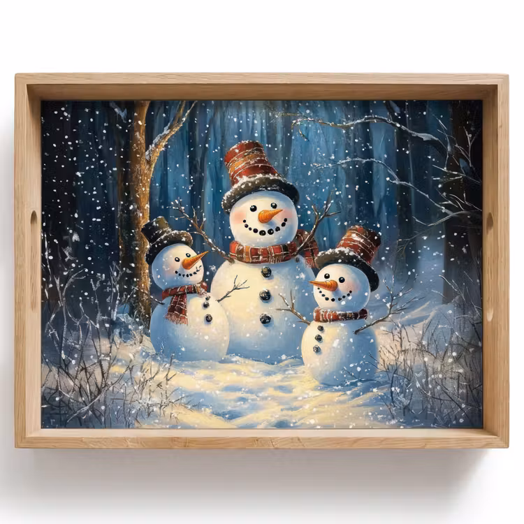 Tablett - Schneemann - Schnee - Winter - Wald — 1