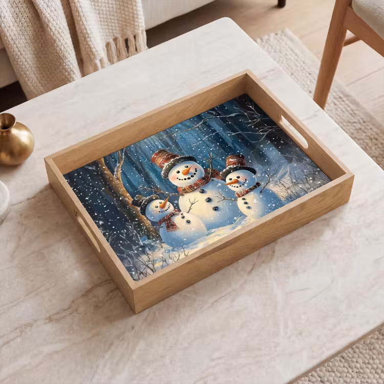Tablett - Schneemann - Schnee - Winter - Wald — 2