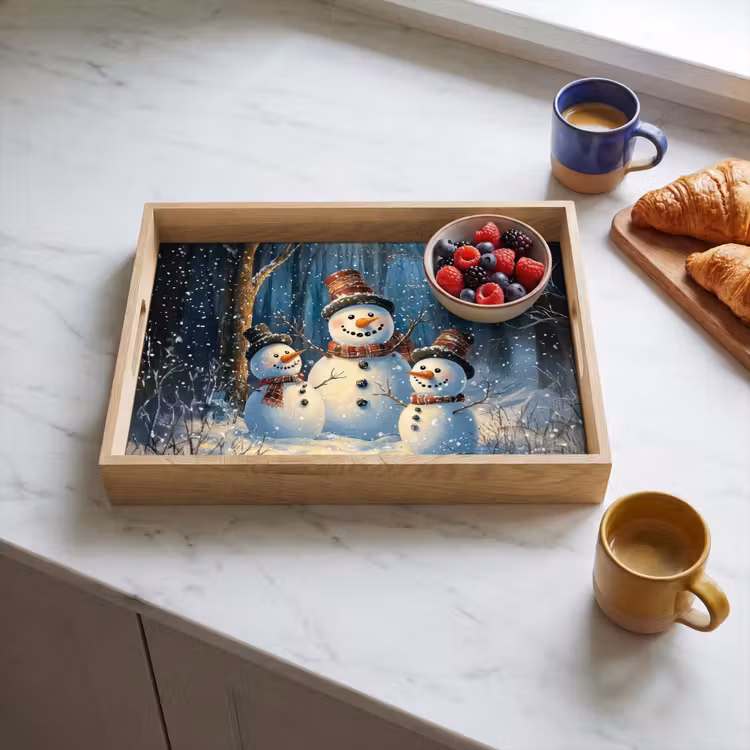 Tablett - Schneemann - Schnee - Winter - Wald — 4