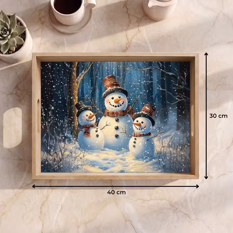 Tablett - Schneemann - Schnee - Winter - Wald — 9
