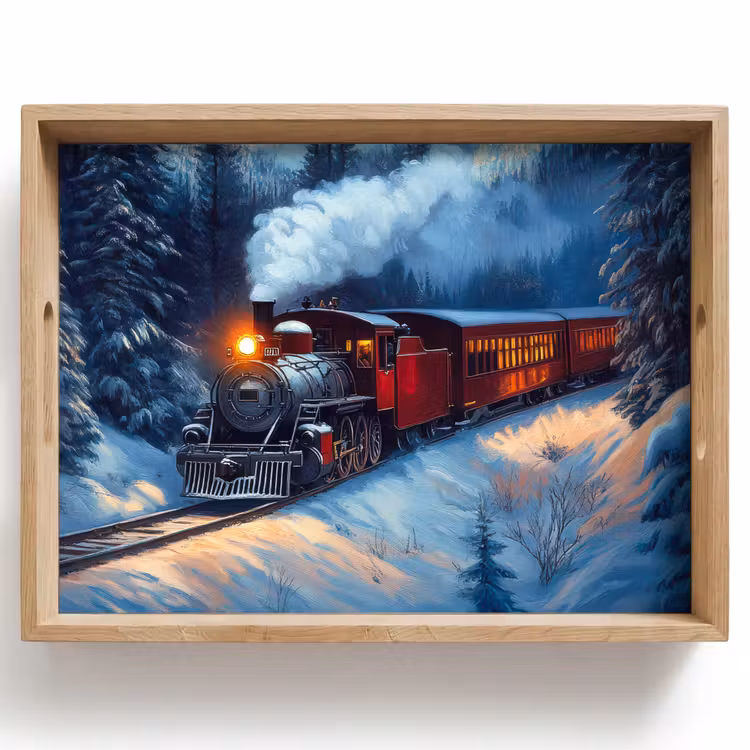 Tablett - Zug - Weihnachten - Schnee - Weihnachtszug — 1