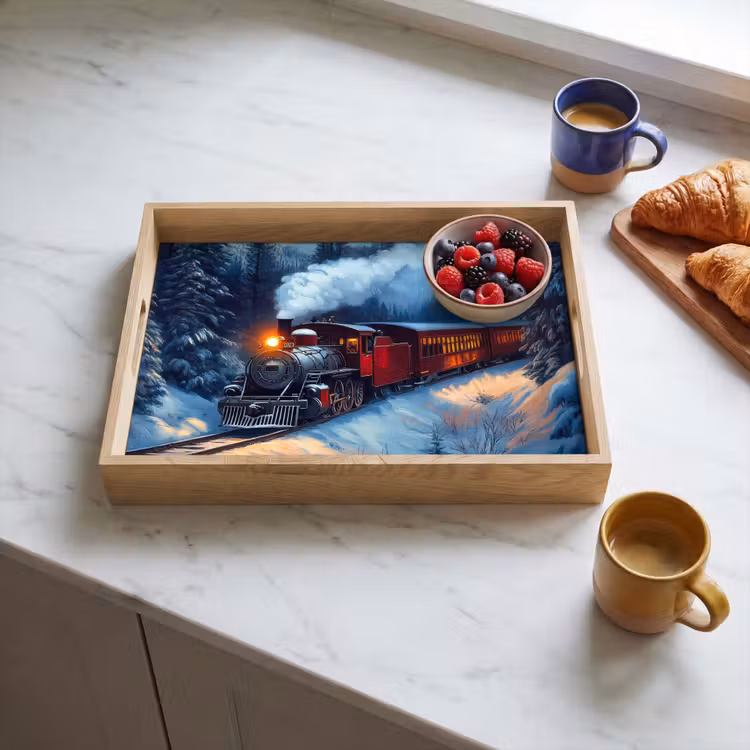 Tablett - Zug - Weihnachten - Schnee - Weihnachtszug — 4
