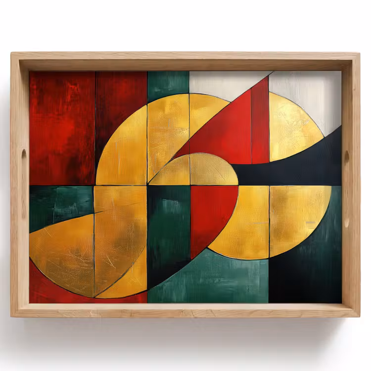 Tablett - Abstrakt - Weihnachten - Gold - Rot - Grün — 1