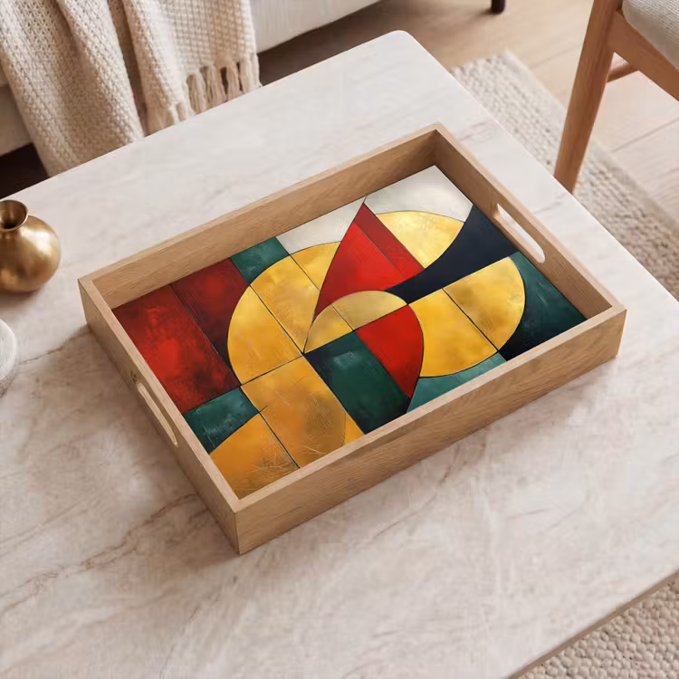 Tablett - Abstrakt - Weihnachten - Gold - Rot - Grün — 2