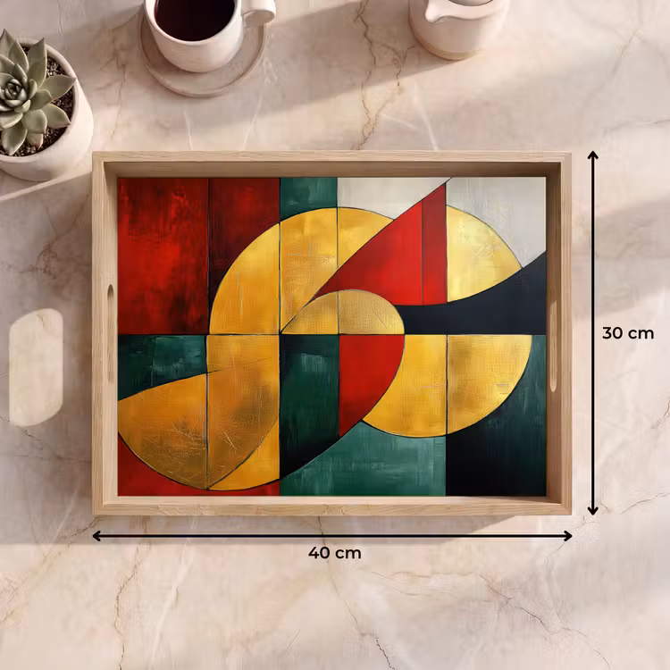Tablett - Abstrakt - Weihnachten - Gold - Rot - Grün — 9