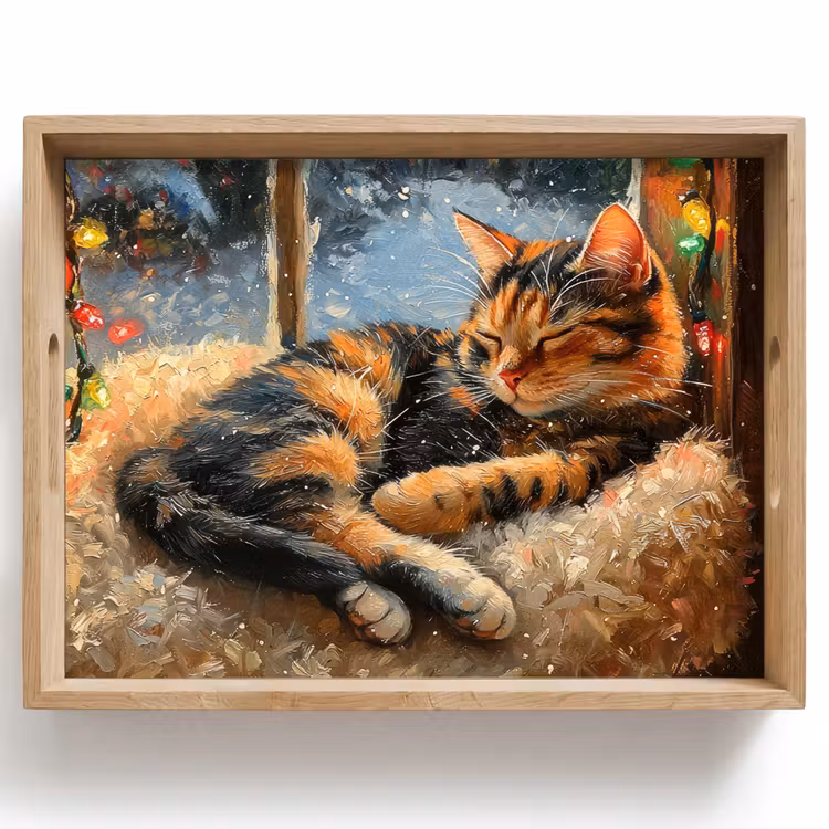Tablett - Katze - Weihnachten - Winter - Tier — 1