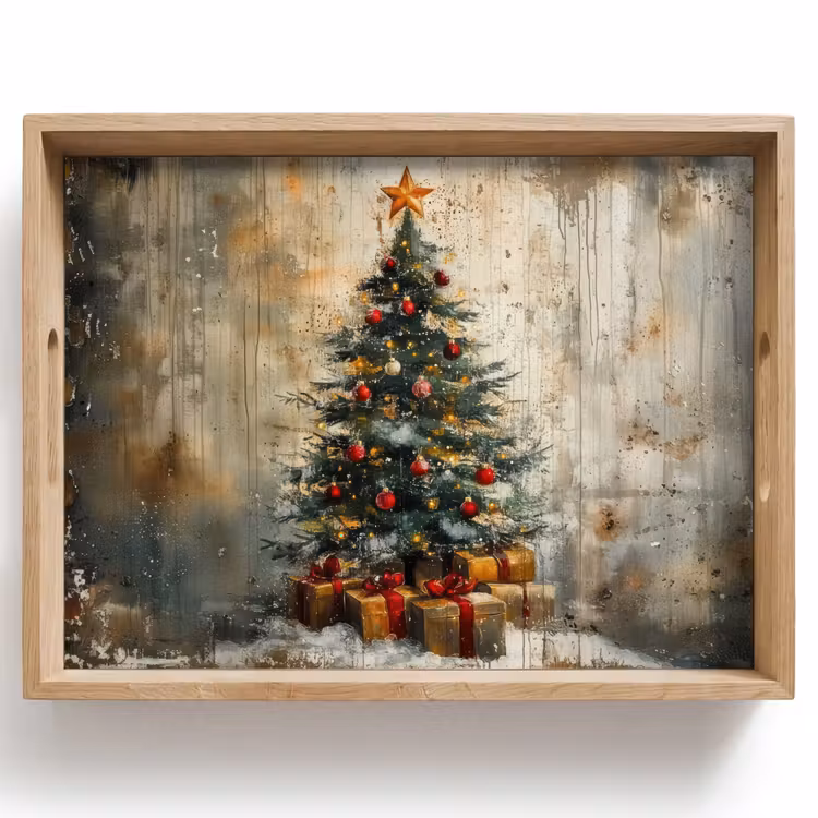 Tablett - Weihnachtsbaum - Vintage - Weihnachten - Geschenk — 1