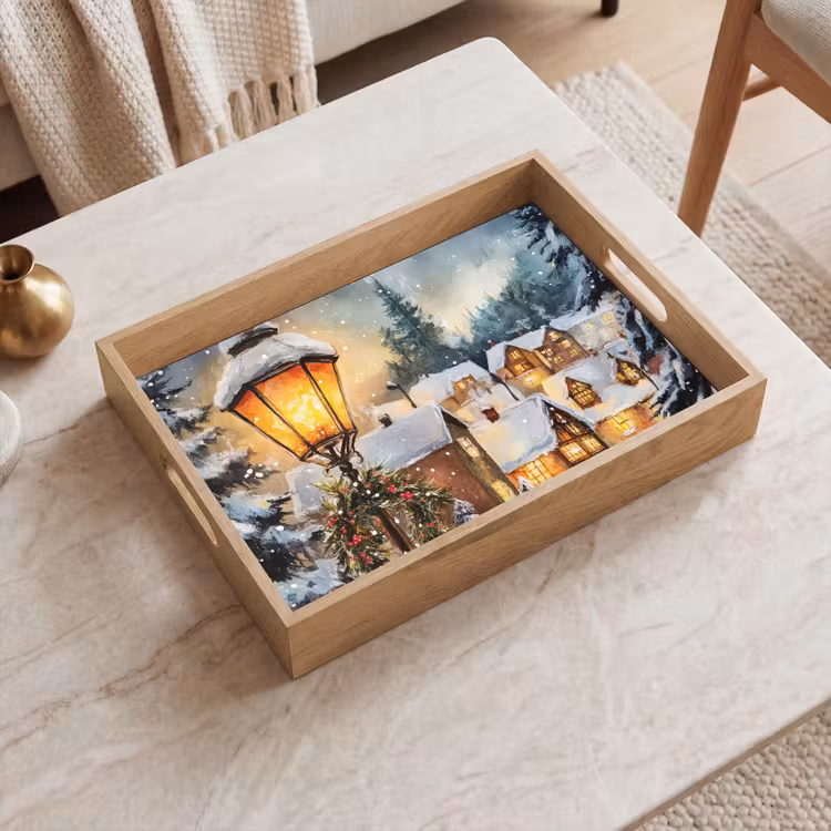 Tablett - Weihnachtsdorf - Häuser - Schnee - Weihnachten — 2