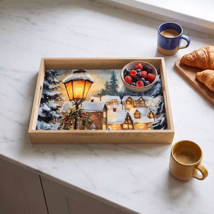 Tablett - Weihnachtsdorf - Häuser - Schnee - Weihnachten — 4